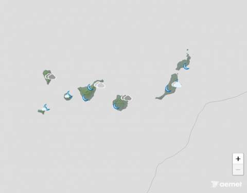 Nubes y lluvias débiles en el norte de las islas más altas y rachas muy fuertes de viento