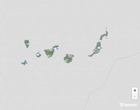 Lluvias débiles y temperaturas sin cambios o en ligero ascenso este jueves en Canarias