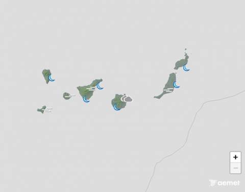 Lluvia débil y descensos notables de las temperaturas máximas este miércoles en Canarias