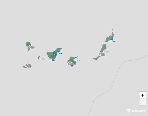 Lluvia, temperaturas sin cambios y rachas muy fuertes en cumbres el miércoles en Canarias