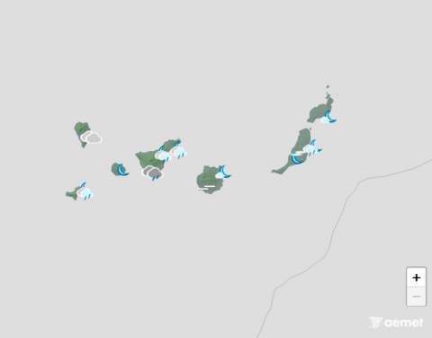 Chubascos dispersos locamente fuertes con tormentas en las islas más occidentales el lunes