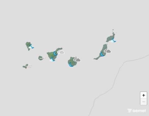 Lunes de nubes y calima con alguna lluvia y viento flojo a moderado en Canarias