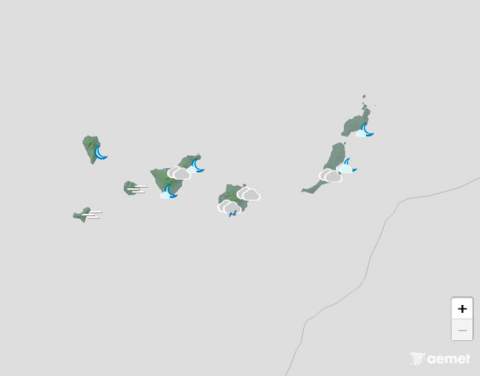 Lluvias débiles y moderadas este jueves a primeras horas y por la tarde en Canarias