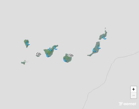 Cielos nubosos y lluvias débiles en islas de más relieve y despejado en el resto el lunes