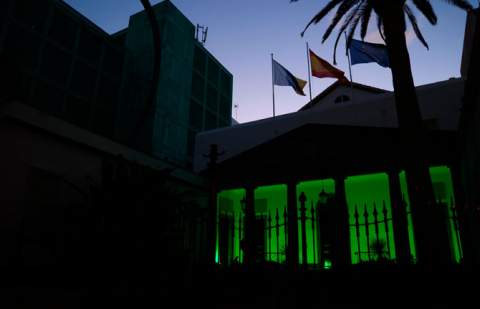 La fachada del Parlamento se ilumina de verde por el Día Mundial del Alzheimer