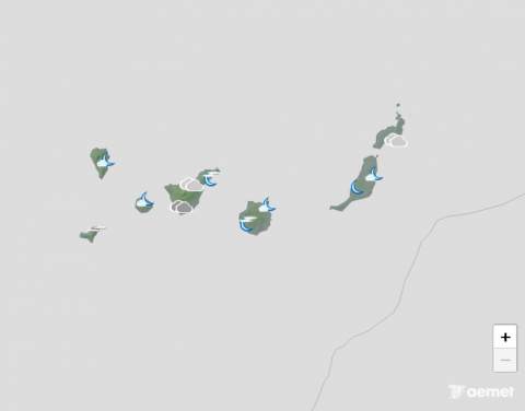 Lluvias fuertes este viernes en El Hierro, La Palma y La Gomera, con posibles tormentas