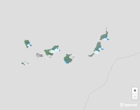 Chubascos ocasionales este jueves en el interior y el sur de las islas