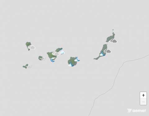 Cielos nubosos con probables lluvias débiles a moderadas este martes en Canarias