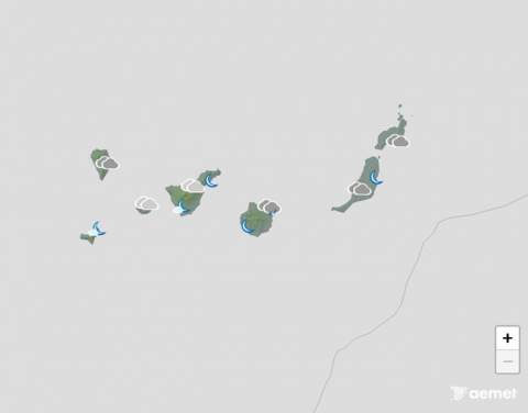 Cielos nubosos en el norte de las islas con lluvias débiles este martes en Canarias
