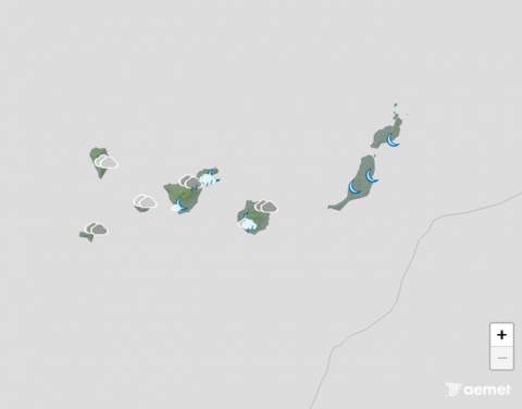 Lluvias débiles y heladas en cumbres de islas centrales y La Palma este lunes en Canarias