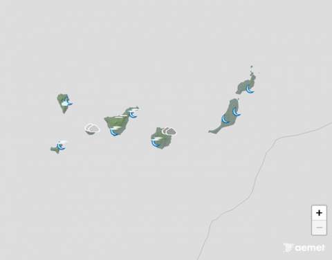 Jueves nubosos o con intervalos en Canarias, alguna lluvia local y viento fuerte a rachas